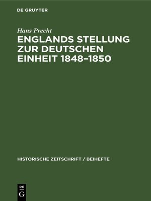 cover image of Englands Stellung zur Deutschen Einheit 1848–1850